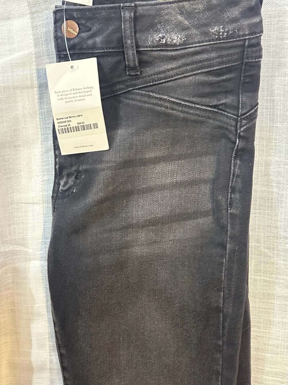 Böhme Loa Skinny Jeans in Charcoal size 28